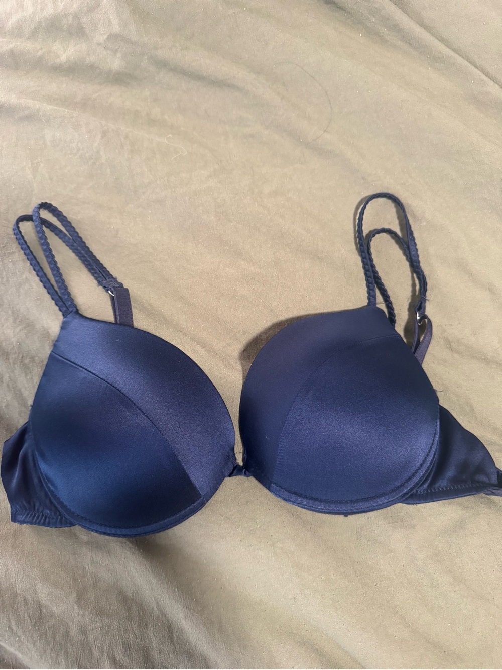 Simona Intimissimi Navy silk  Bra with Braided Straps - Women Intimates 34c
